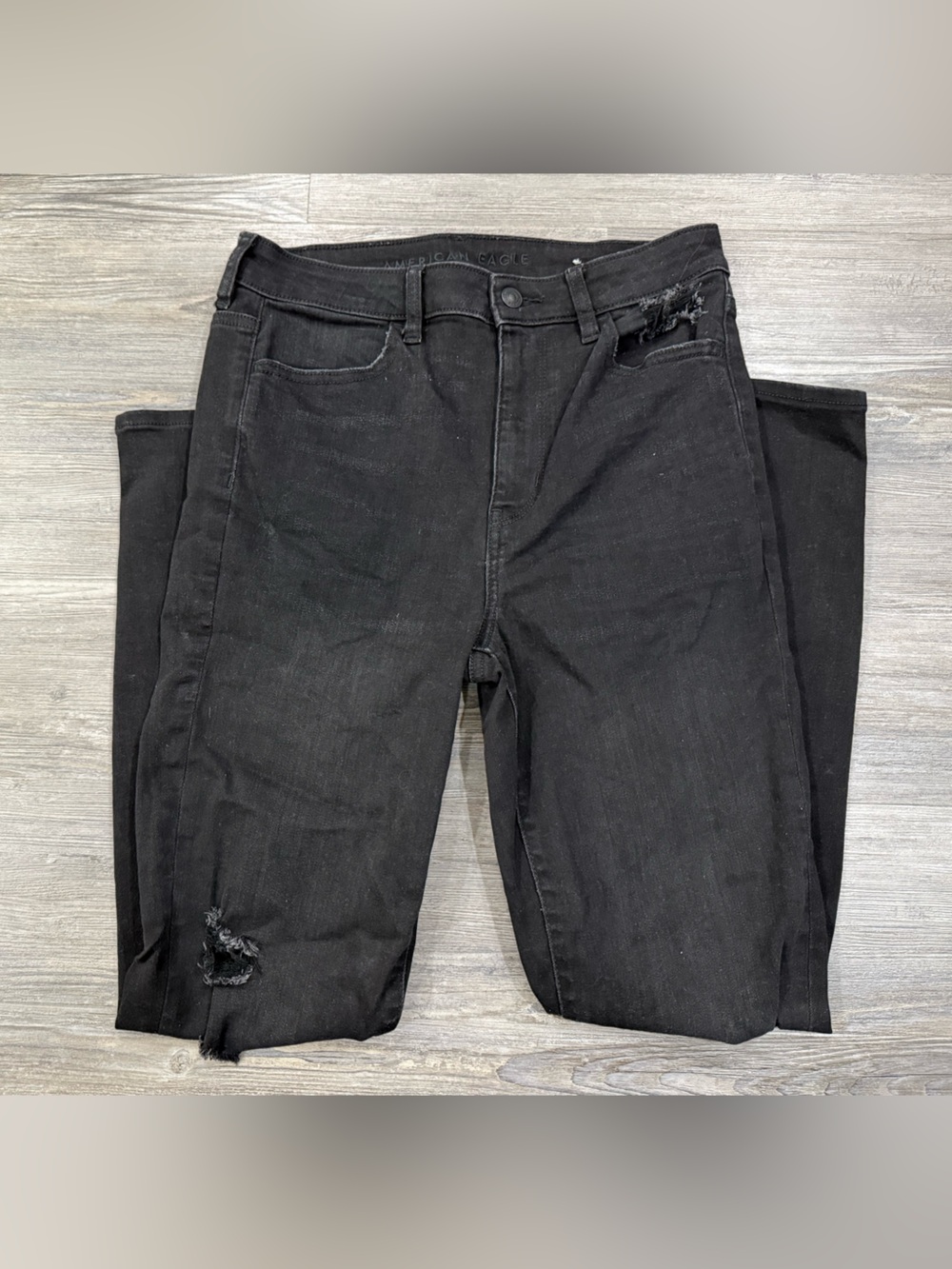American Eagle Outfitters Black Skinny Ripped Jeans